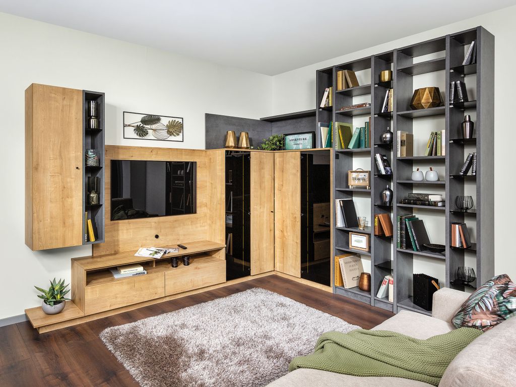 Wohnwand mit Bibliothek