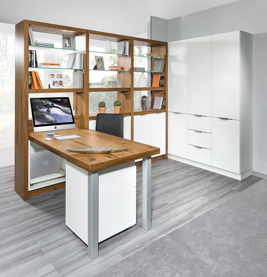 Maßgefertigtes Büro in Echtholzfurnier Eiche Alt