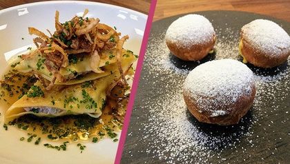 Maultaschen mit Suppe &amp; Krapfen mit Cremefüllung