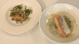 Gebeizte Forelle und Bärlauch-Risotto mit Lachs