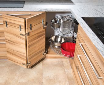 Küchen Dreh-Eckschrank mit Gitterkörben
